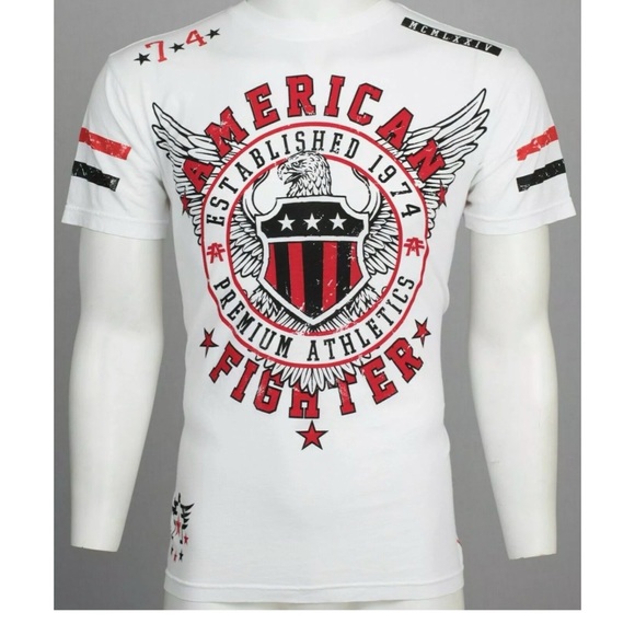 AMERICAN FIGHTER Excelsior White Athletic Fit Mens Crewneck T-shirt L-3XL NWT - Picture 5 of 10